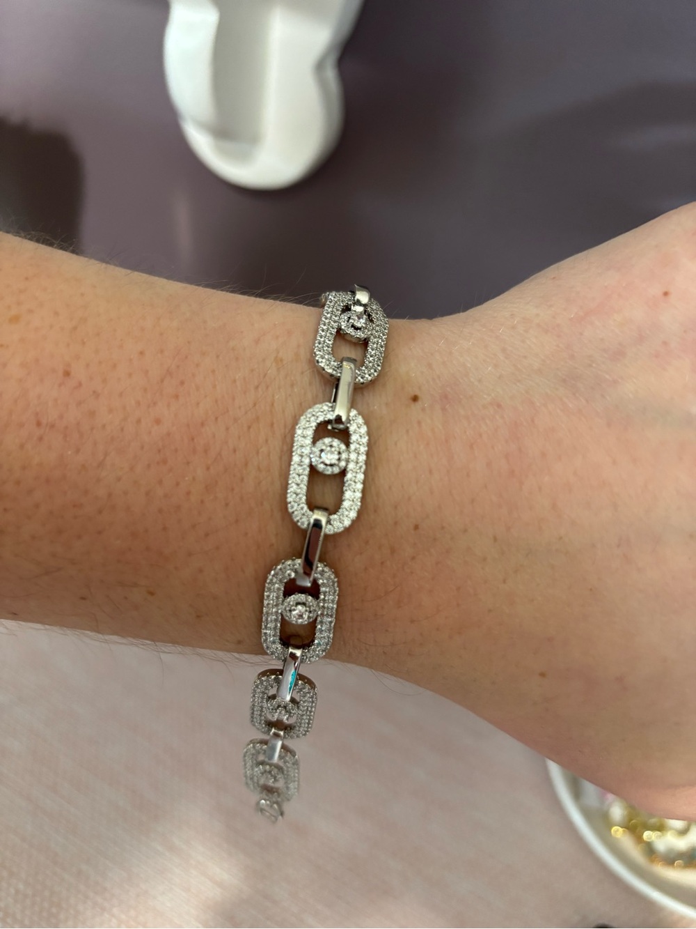 Diamond Pavé Link Bracelet - Silver